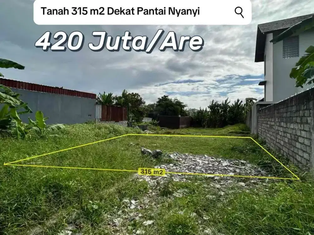 SALE Tanah 315 m² Dekat Pantai Nyanyi