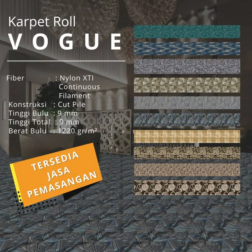 Karpet Roll VOGUE Nylon XTI Tebal 9mm – Karpet Hotel Ballroom Kantor