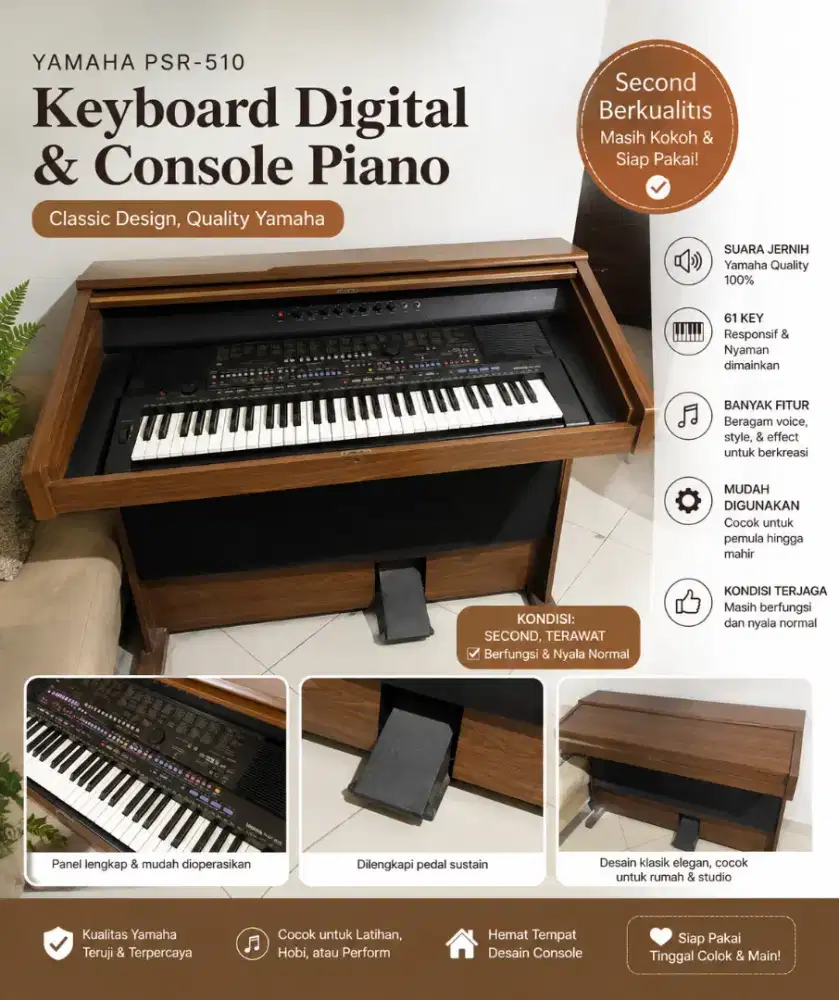 Jual Cepat Piano Yamaha PSR 510 Classic Arranger Mulus
