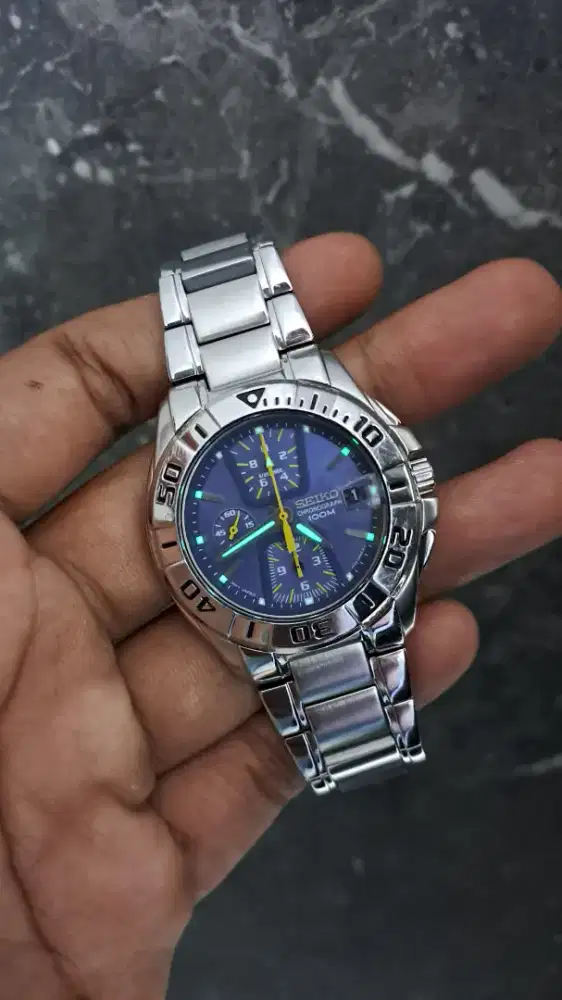 Seiko chronograph blue ice dial