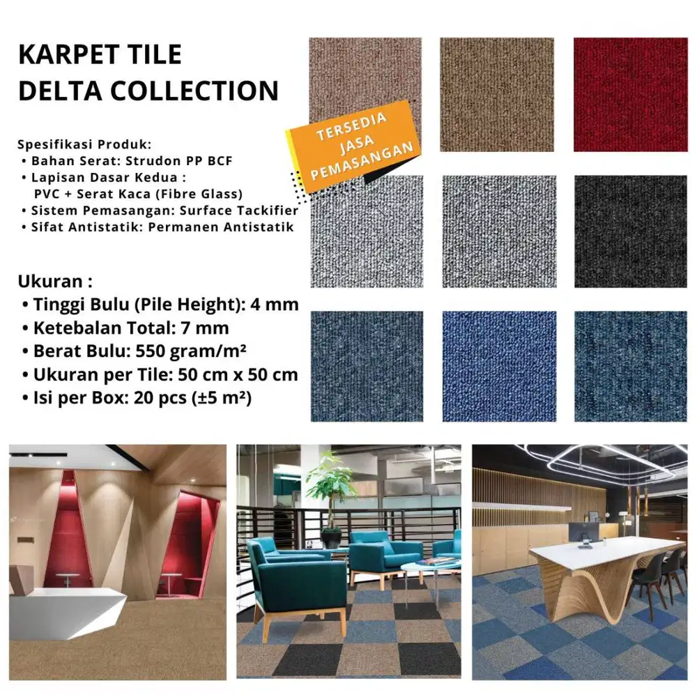 Karpet Tile 50x50 Delta Collection Anti Static – Karpet Kantor