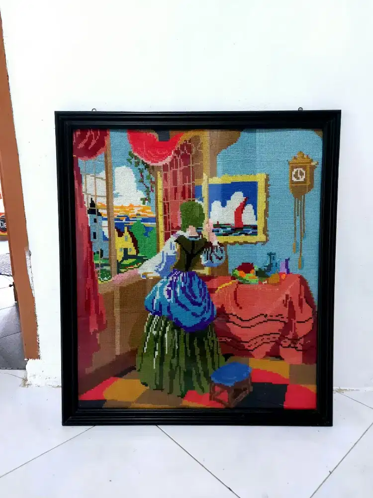 Gambar Sulaman strimin / kristrik 70 x 80 cm Frame kaca