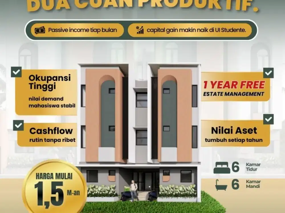 Investasi Kost Kosan Laris Terjangkau, 2 Menit Ke Kampus Universitas Indonesia UI Depok