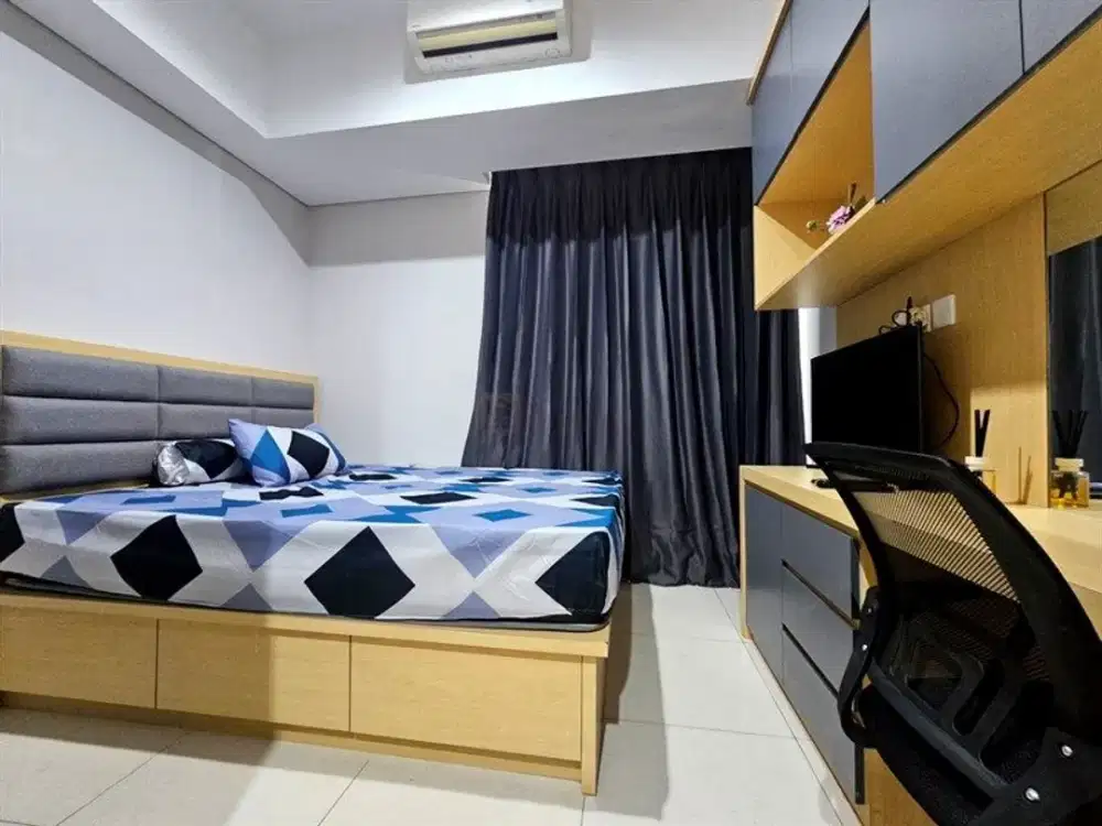 Disewa Studio Taman Anggrek Residences Tares Furnished Minimalis Lengkap, City View, Dekat Taman Anggrek Mall Central Park, Kampus & Office Space Jkt