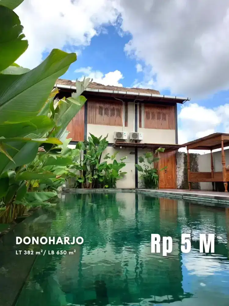 Dijual Villa Estetik View Persawahan Cantik dekat Jalan Palagan