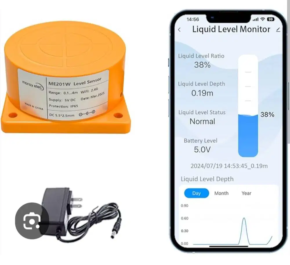 Ultrasonic Liquid Level Sensor Wi-Fi Remote ME201W Tuya