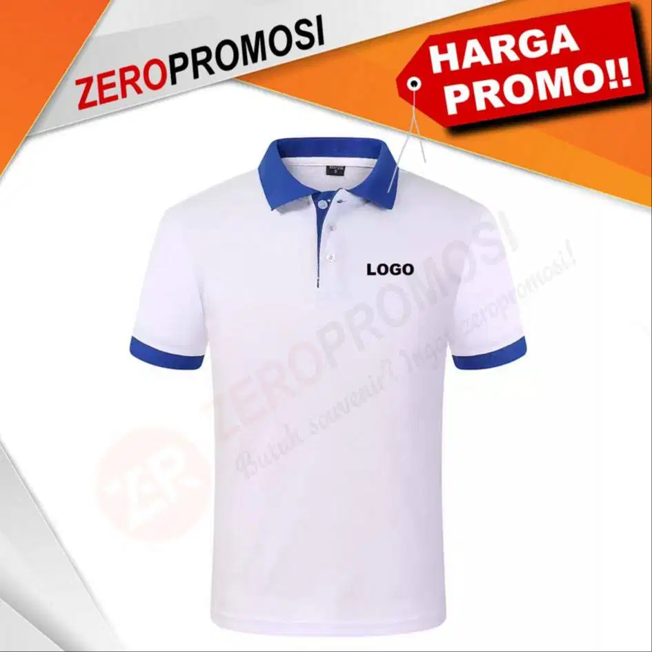 Kaos Polo Putih Custom Logo – Polo Shirt Berkerah untuk Seragam, Event
