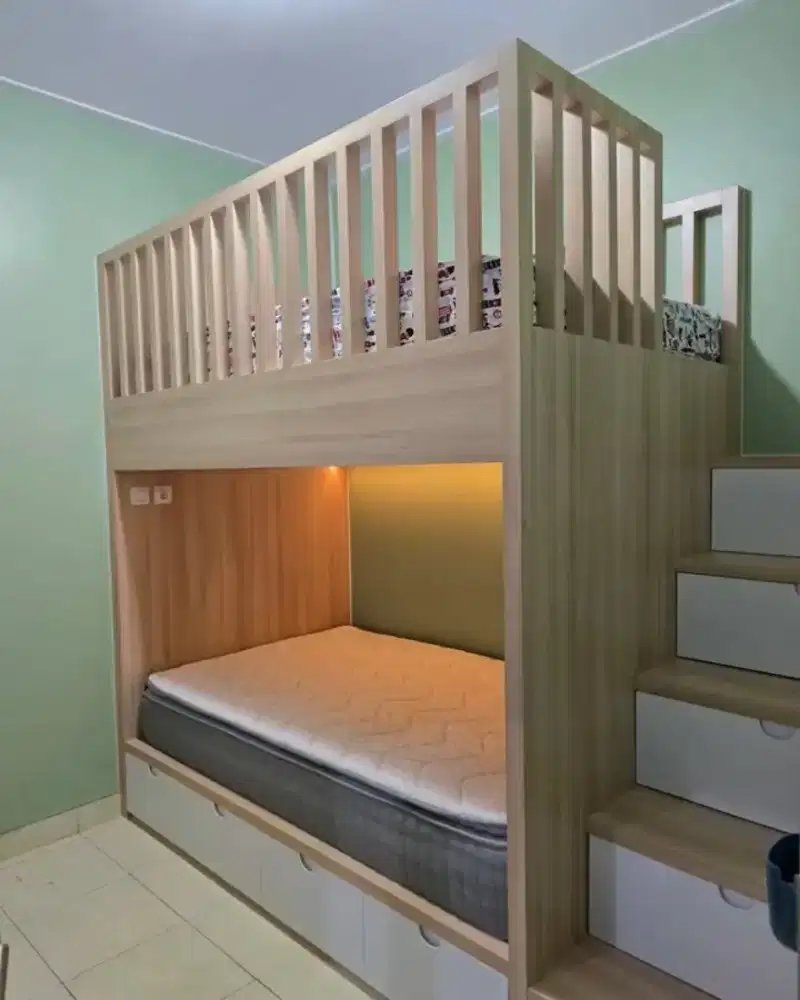 Tempat tidur partisi minimalis.agar kamar terlihat elegan.