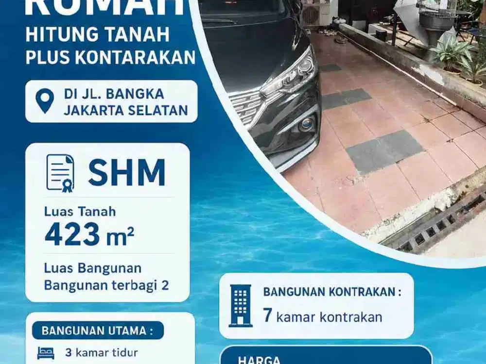 DI JUAL RUMAH HITUNG TANAH PLUS KONTARAKAN DI JL. BANGKA JAKARTA SELATAN