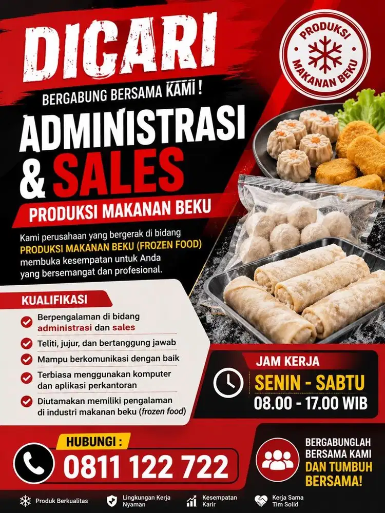 Adminstrasi dan sales pabrik baso