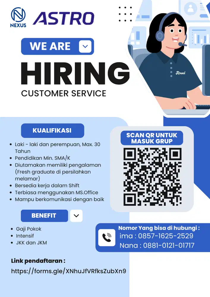 LOWONGAN KERJA CUSTOMER SERVICE ASTRO X NEXUS