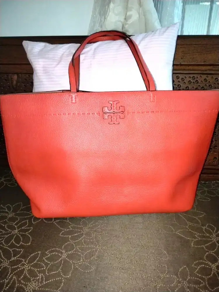Tory Burch McGraw Orangish Red Tote