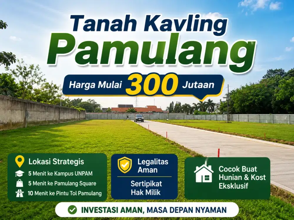 Tanah Kavling Dekat ke Pintu Tol Pamulang, SHM Terjamin