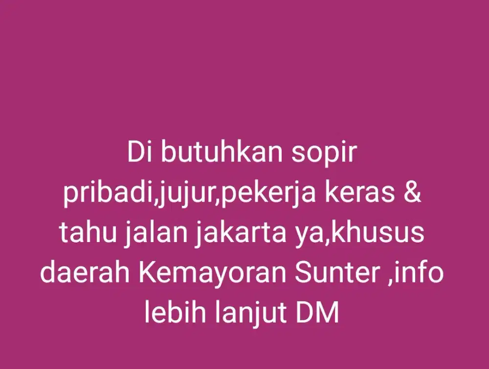 Lowongan kerja sopir pribadi