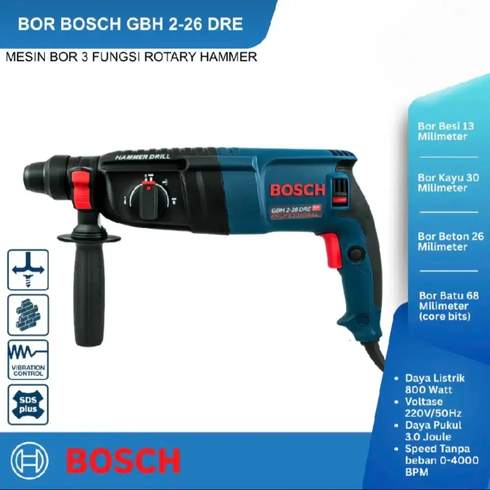 New Bosch rotary hammer drill 3 fungsi mesin bor dan bobok beton