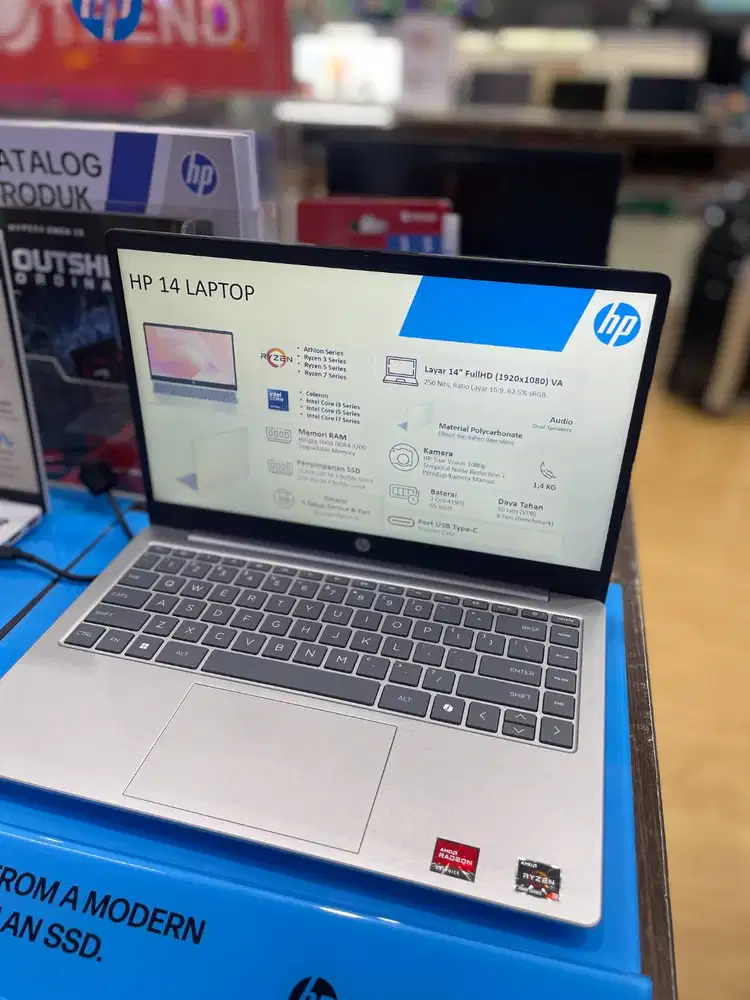 Laptop HP 14 EM0320AU / EM0321AU Ryzen 3 7320U 8GB SSD 512GB 14′′ FHD