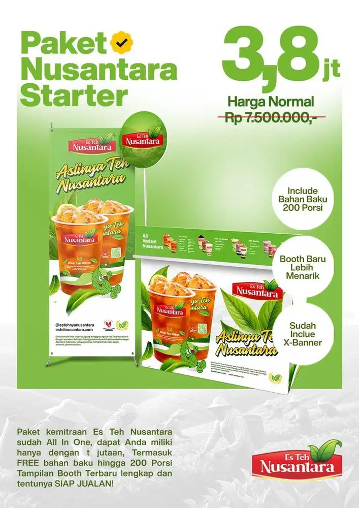 Dijual Gerai Es Teh Nusantara beserta bahan bahan masih packaging kayu