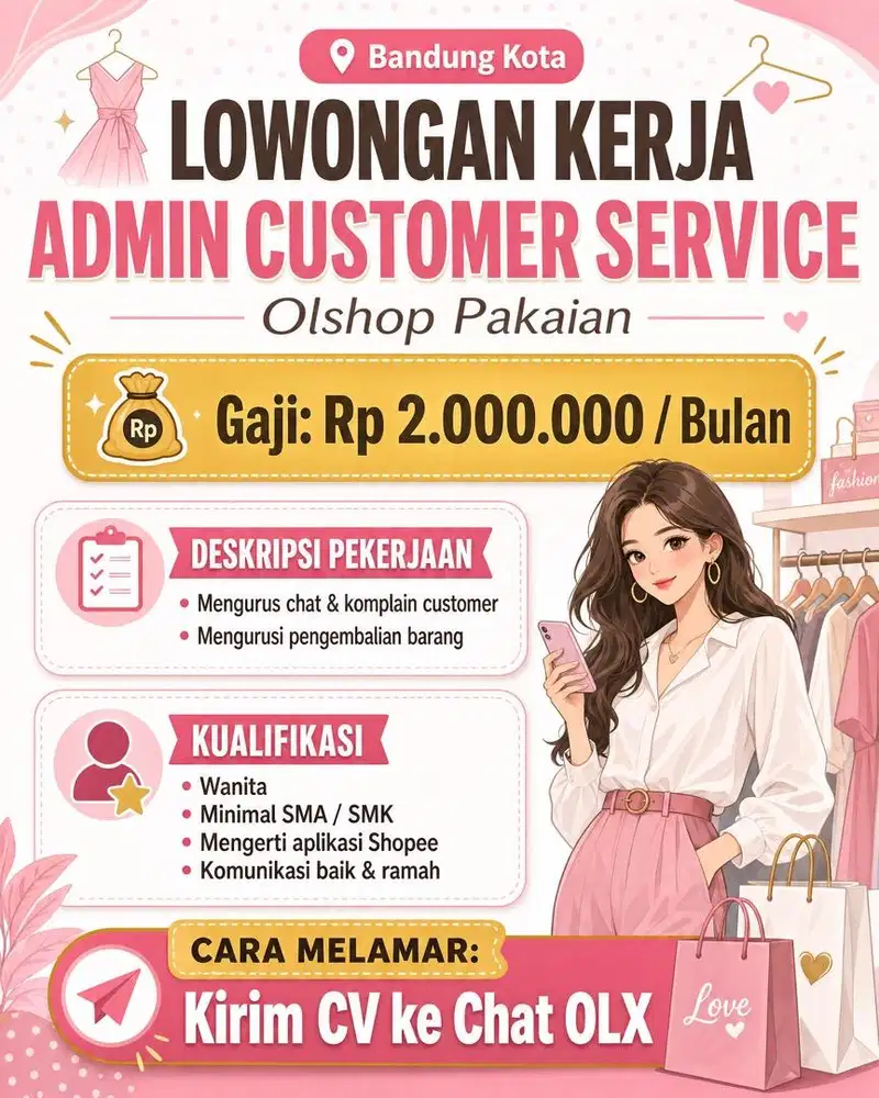 Admin CS olshop pakaian