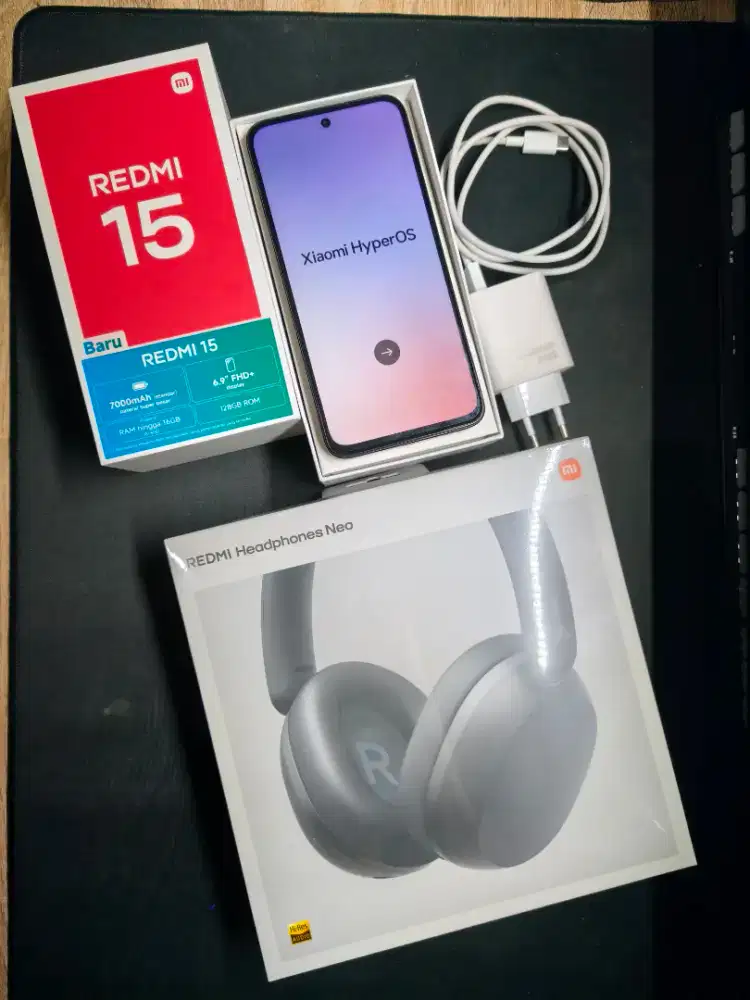 Jual Redmi 15 (Used) + Redmi Headphones Neo (BNIB)