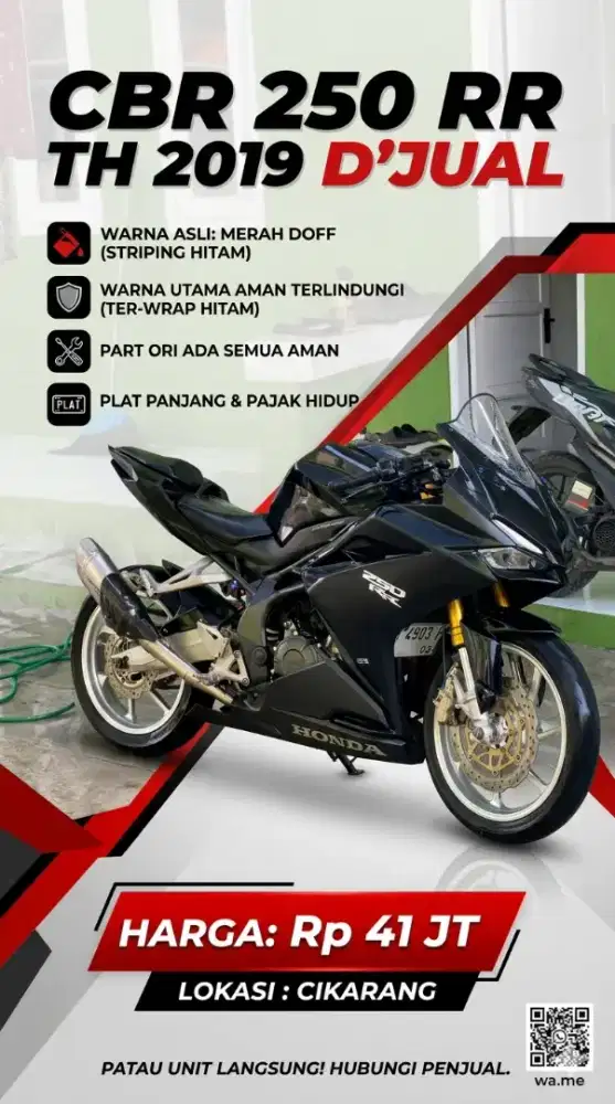 Cbr250rr 2019 warna ori merah doff