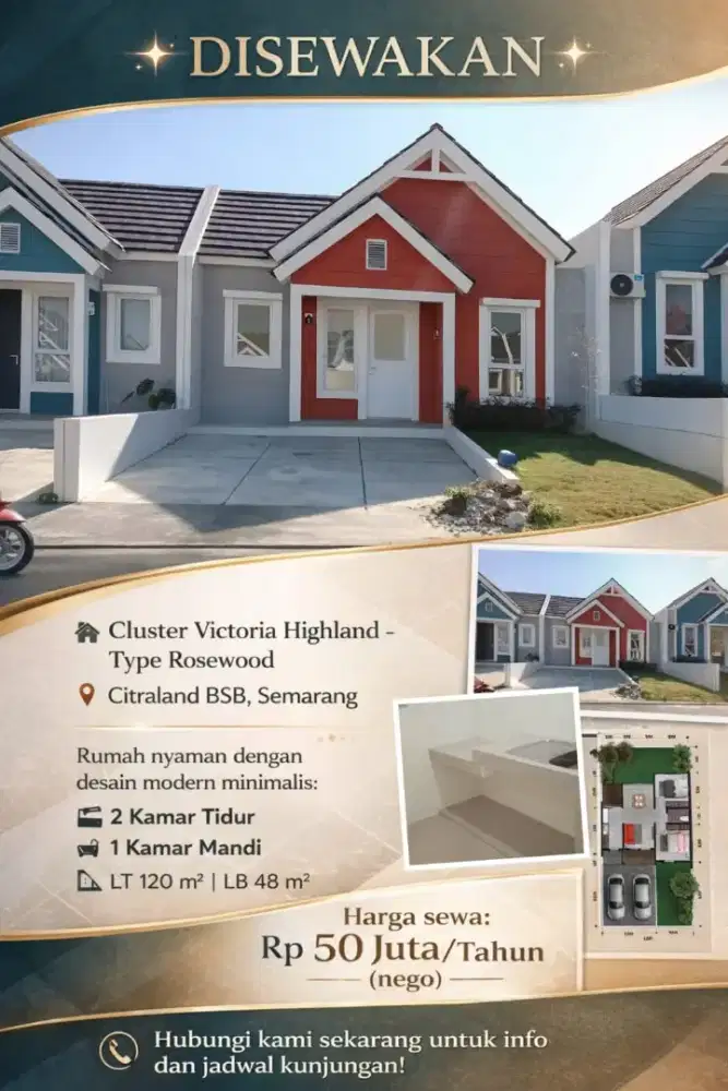 Rumah disewakan siap huni cluster Victoria Highland Citraland BSB
