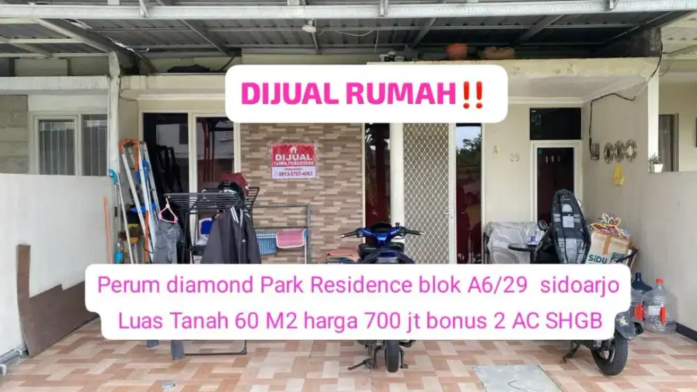 DiIJUAL RUMAH DIAMOND PARK RESIDENCE BLOK A6 NO 29 SIDOARJO