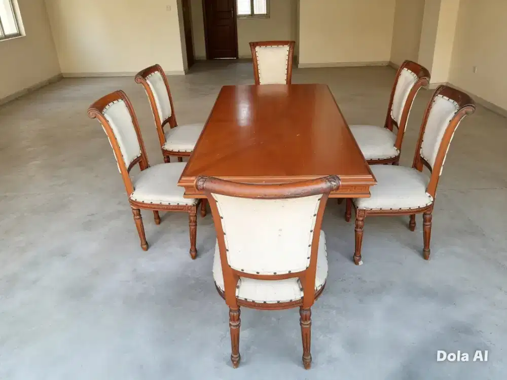 1 set meja makan + 6 kursi kayu jati
