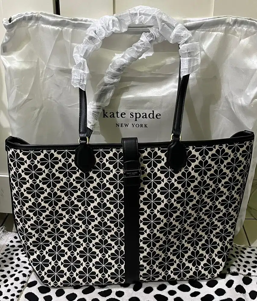 Tas Kate Spade Flower Jacquard Open Tote Large
