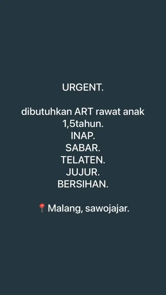 Di butuhkan ART serabutan