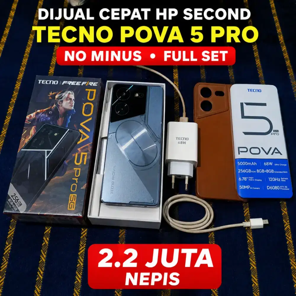 Di Jual Cepat HP Second Tecno Pova 5 Pro No Minus. Full Set