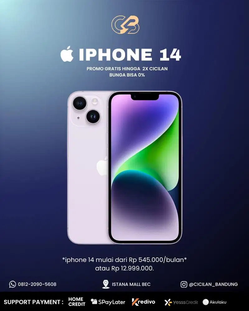 Cash Kredit Iphone 14 promo handphone 0% gratis 2x cicilan u