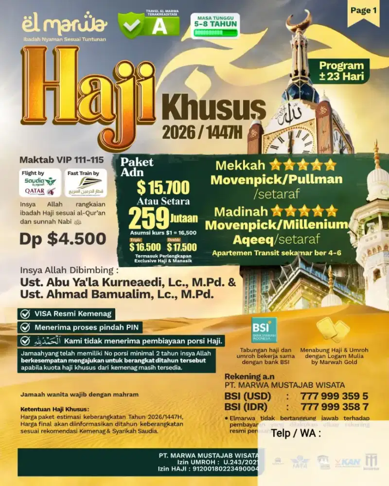Paket Umroh 2026 2027 & Daftar Haji Khusus