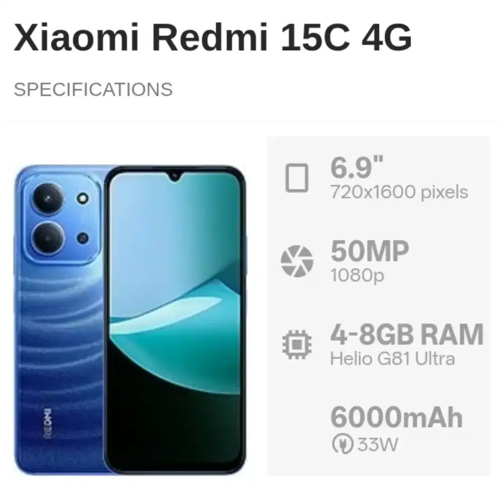 Redmi 15c 8+8/256 Mulus NoMinus Nett 2000 Passs. Lok. Kalimalang