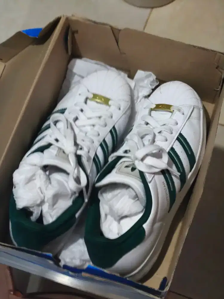Adidas SUPERSTAR Cloud White Collegiate Green Grey One ORIGINAL