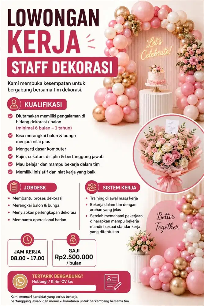 DI  CARI STAFF DEKORASI BERPENGALAMAN