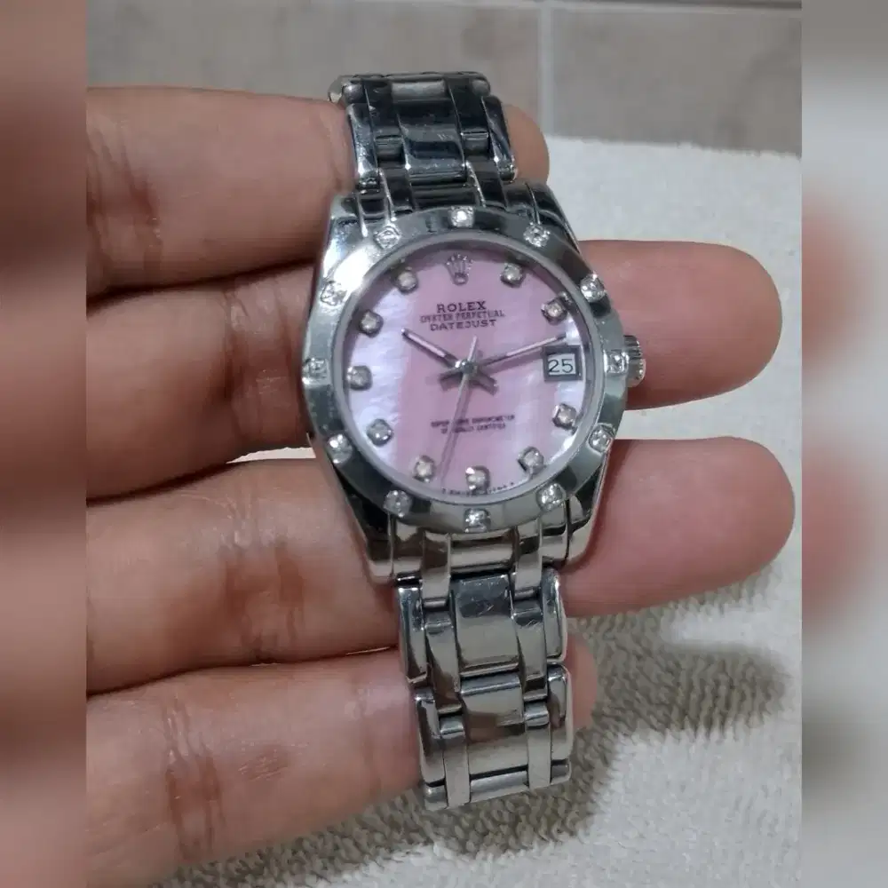 Jam rolex datejust pink mop dial automatic