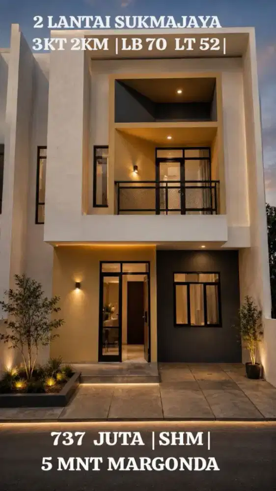 Rumah 2 Lantai Sukmajaya Depok 737 JT SHM  5 Menit Ke Margonda
