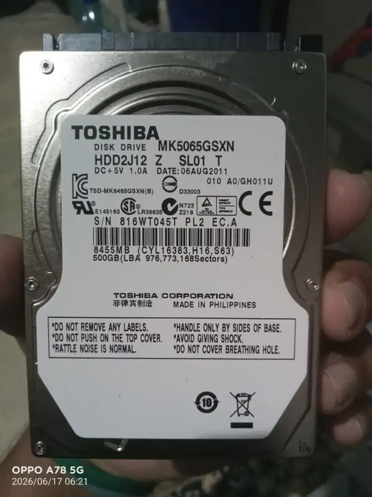 Hardisk 500GB 100/59 kesehatan