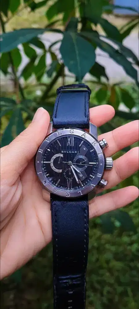 Jam Tangan Chronograph Elegan Full Black Leather Strap Premium