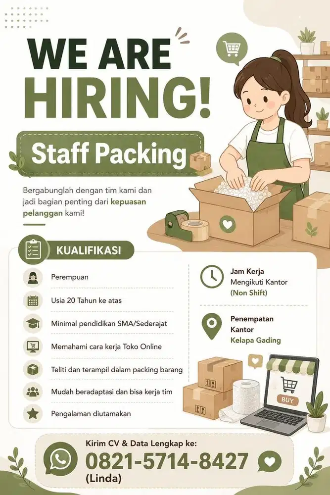 We Are Hiring ! Staff Packing & Customer Service