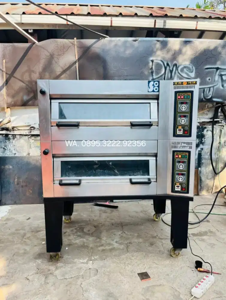 Oven gas 2 deck isi 4 loyang merk Chih hsing Taiwan full stainlees