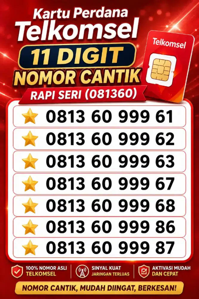 Kartu Perdana Telkomsel Simpati 11 Digit Nomor Cantik Seri 081360