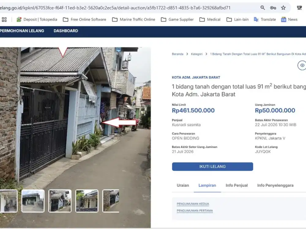 TERMURAH + CLEAN & CLEAR. Rumah SHM 91m2 HANYA 5jt/m2 jauh Dibawah Harga Pasaran. STRATEGIS di CBD Jakarta Barat, 1 Km dari Puri Indah/Permata Buana