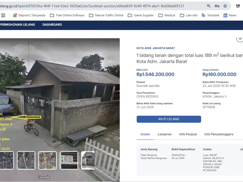 TERMURAH + Clean & Clear di CBD Jakarta Barat, Rumah SHM 189m2 HANYA 8Juta/m2 dibawah harga Pasaran. STRATEGIS  < 1 Km dari Puri Indah/Permata Buana