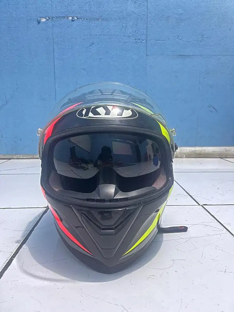 HELM KYT FALCON FR RAID BLACK FUXIA YELLOW FLUO DOUBLE VISOR FULL FACE