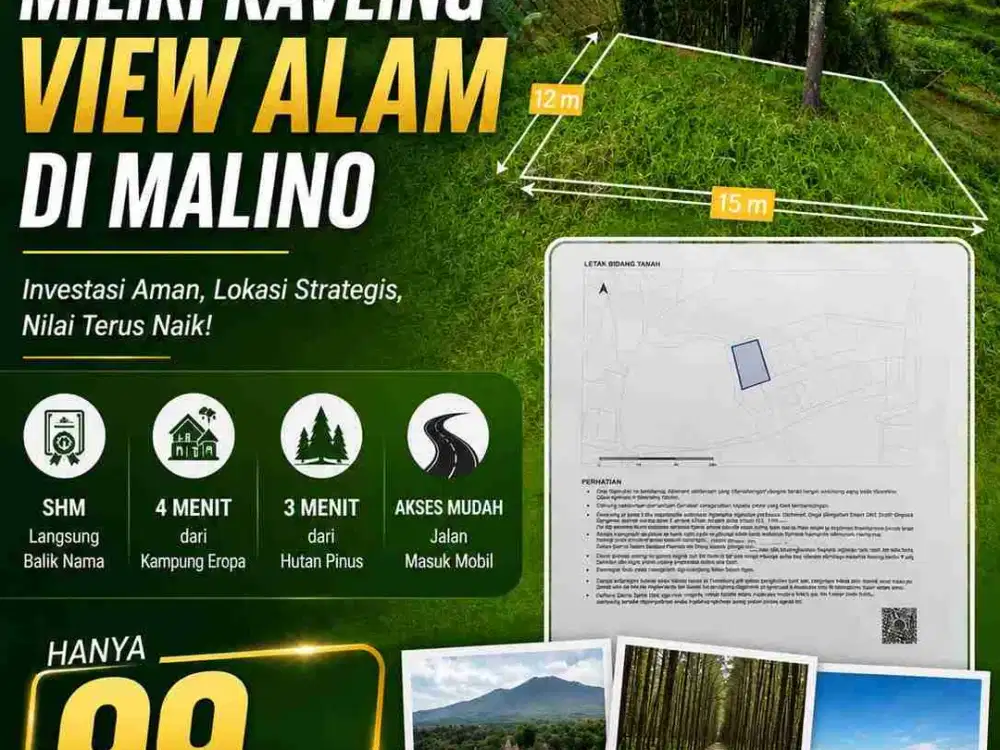 KAVLING MALINO SHM DEKAT POHON PINUS DAN KAMPOENG EROPA