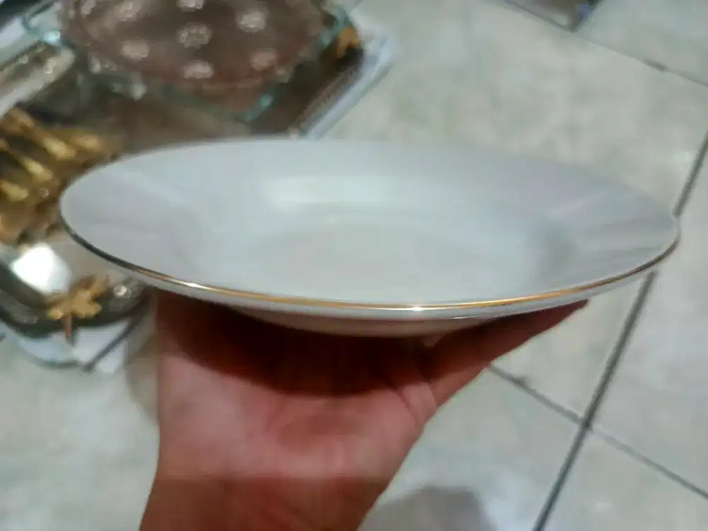 Piring mangkok indokeramik lis emas