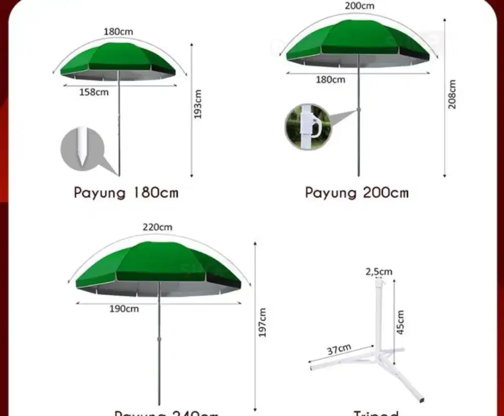 Payung Set Jualan Tenda + Tripod