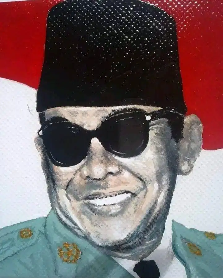 LUKISAN KERAMIK BUNG KARNO / SOEKARNO 30 X 30 CM PLUS FRAME KACA