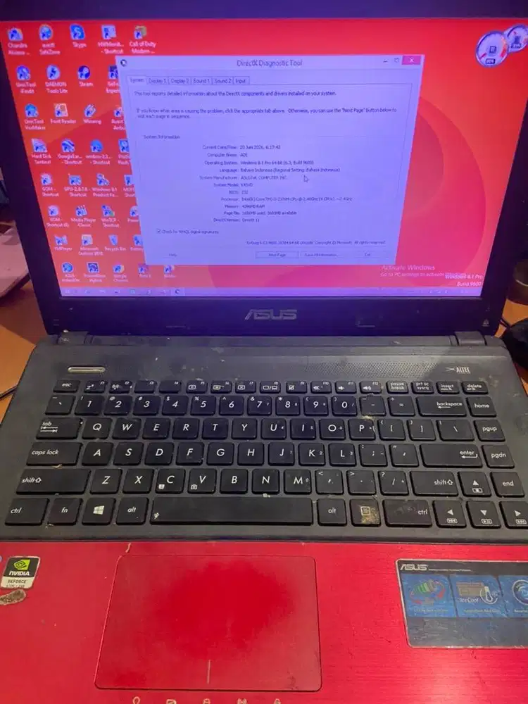 laptop asus i3 a45v nvdia